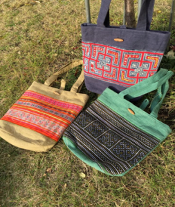 草木染め手織り布モン族古布トートバッグ